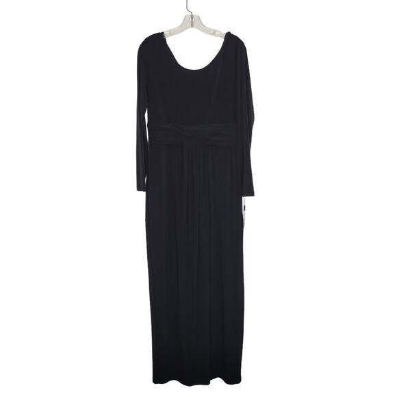 NEW Calvin Klein Black Maxi Dress Evening Stretch Jersey Long Sleeve Women 10 - Picture 10 of 12